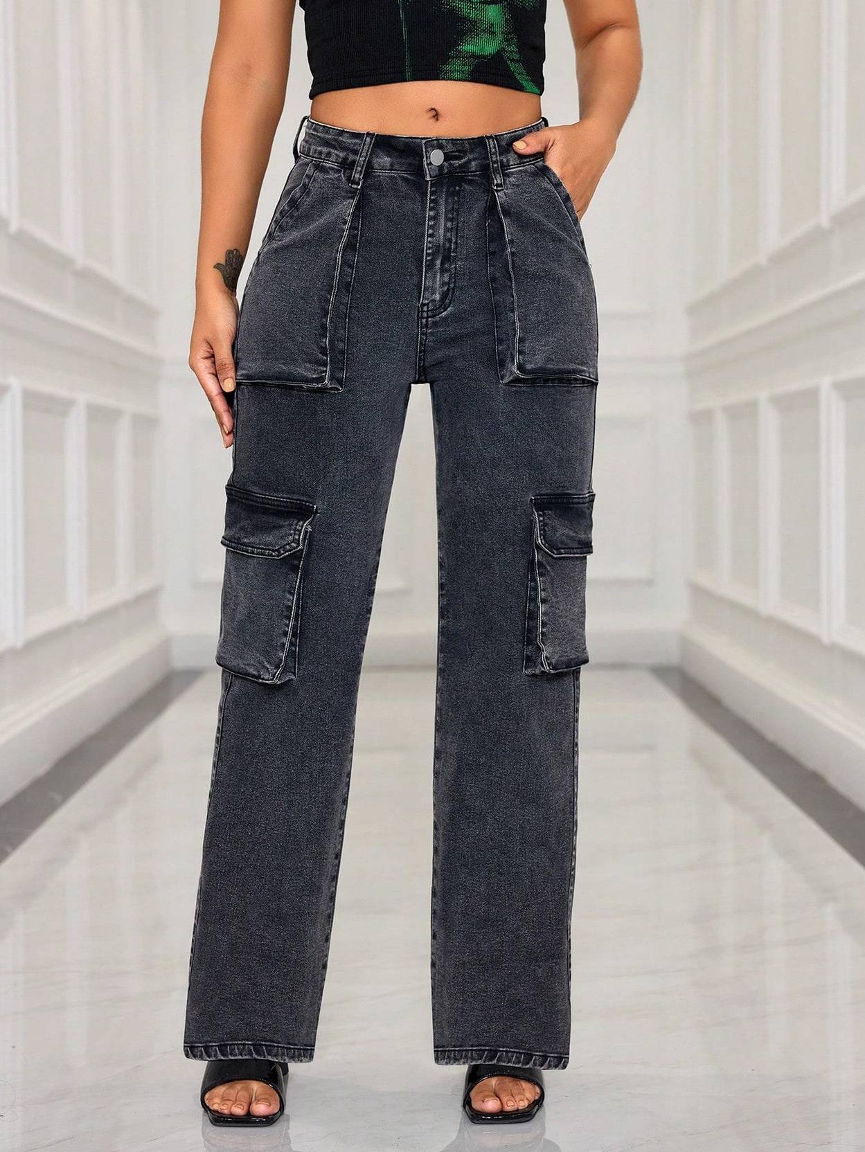 KOTTY  Women Straight Fit High Rise Black Jeans