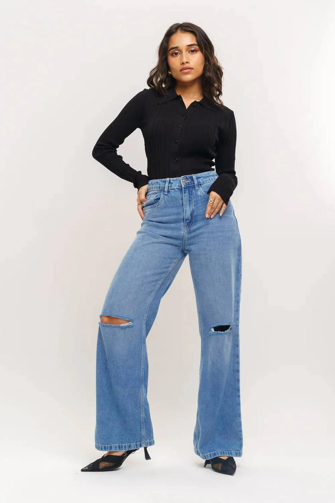 KOTTY Women Straight Fit High Rise Blue Jeans - Image 2