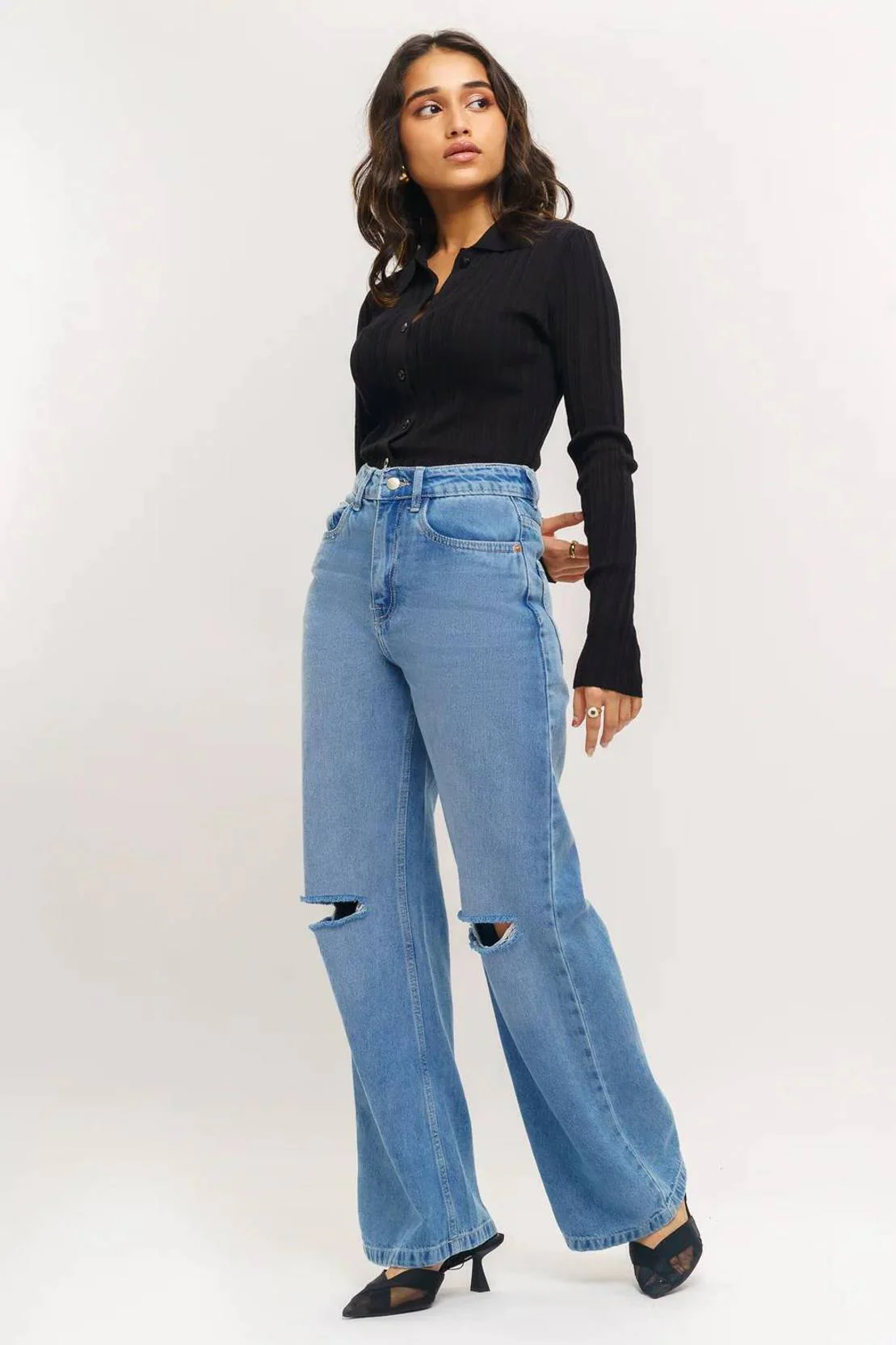 KOTTY Women Straight Fit High Rise Blue Jeans - Image 3