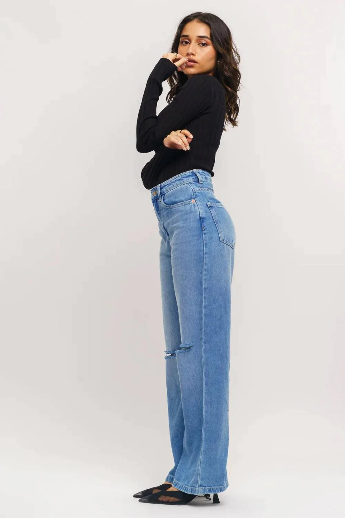 KOTTY Women Straight Fit High Rise Blue Jeans - Image 5