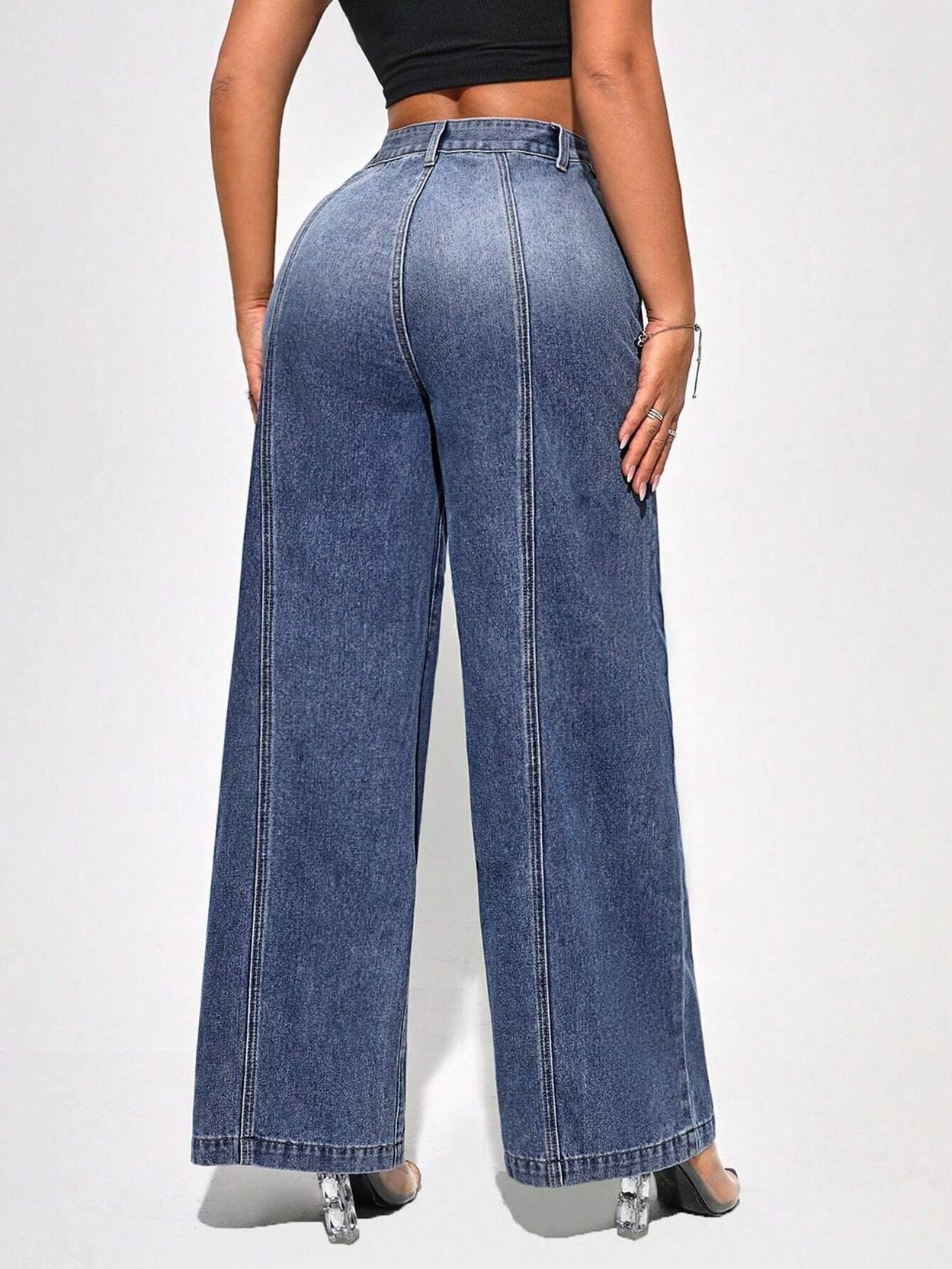 KOTTY  Women Straight Fit High Rise Dark Blue Jeans - Image 3