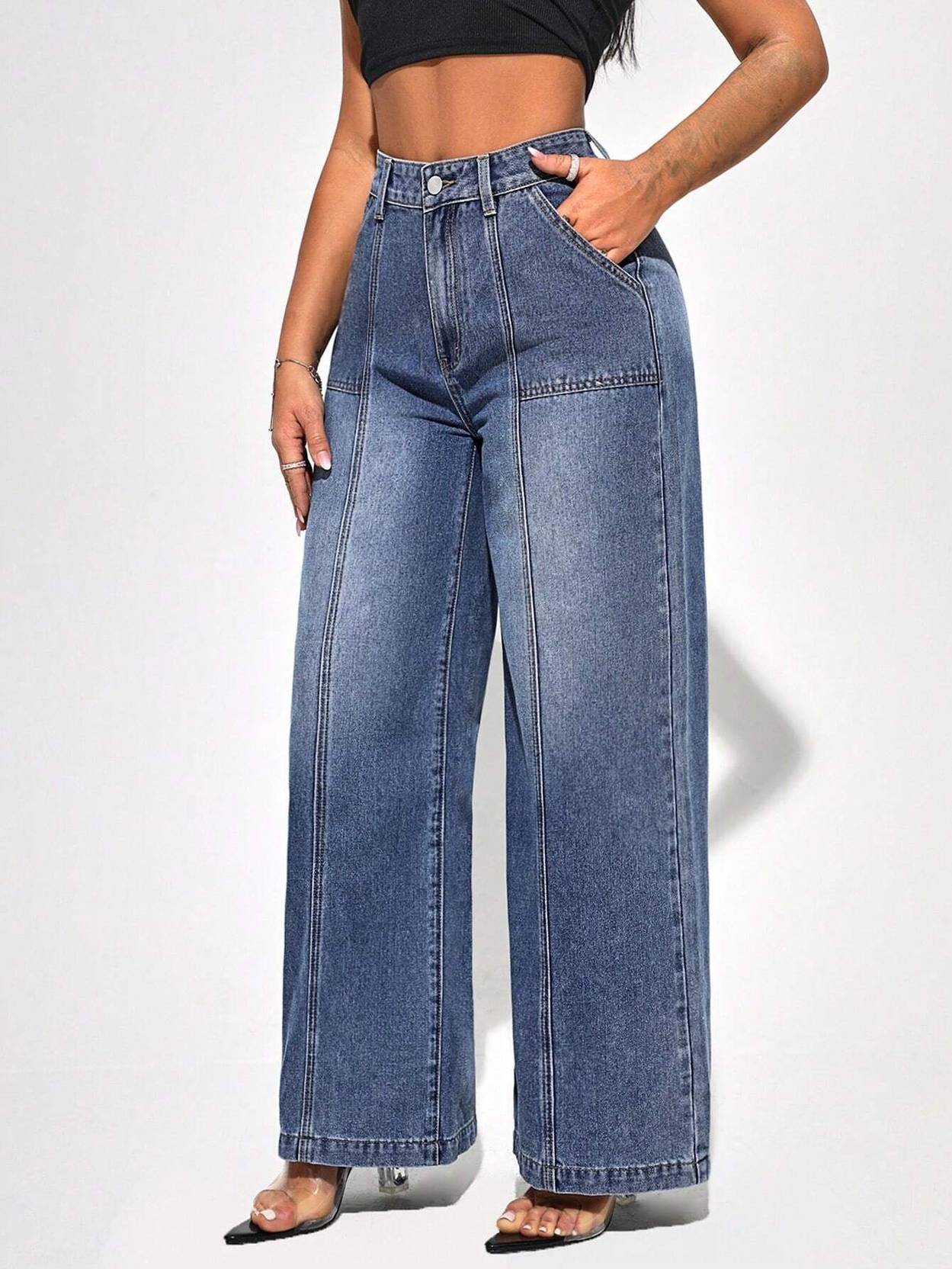KOTTY  Women Straight Fit High Rise Dark Blue Jeans - Image 5