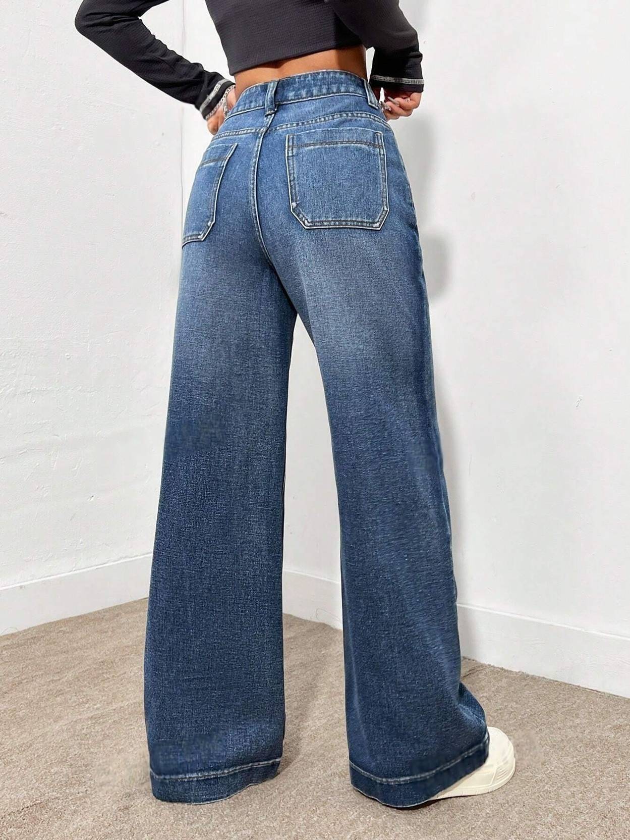KOTTY Women Straight Fit High Rise Dark Blue Jeans - Image 2