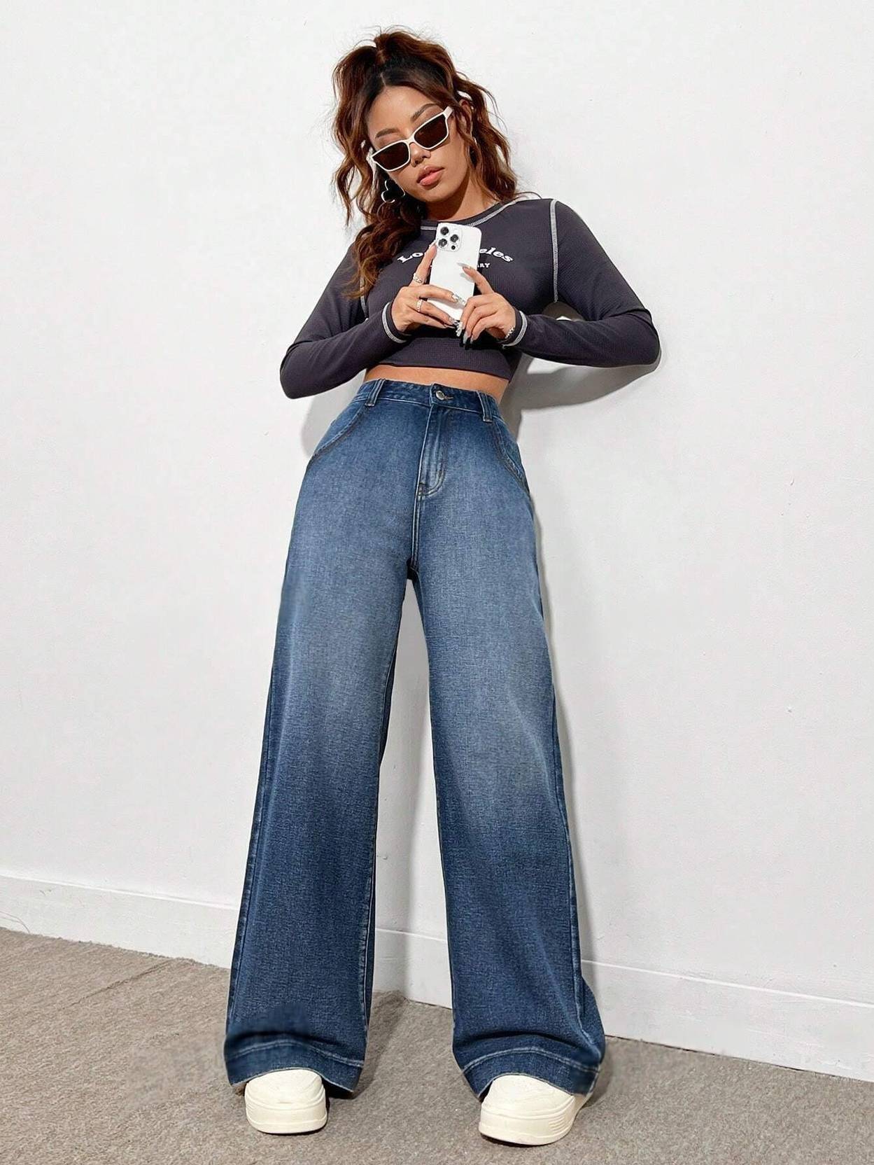 KOTTY Women Straight Fit High Rise Dark Blue Jeans - Image 5