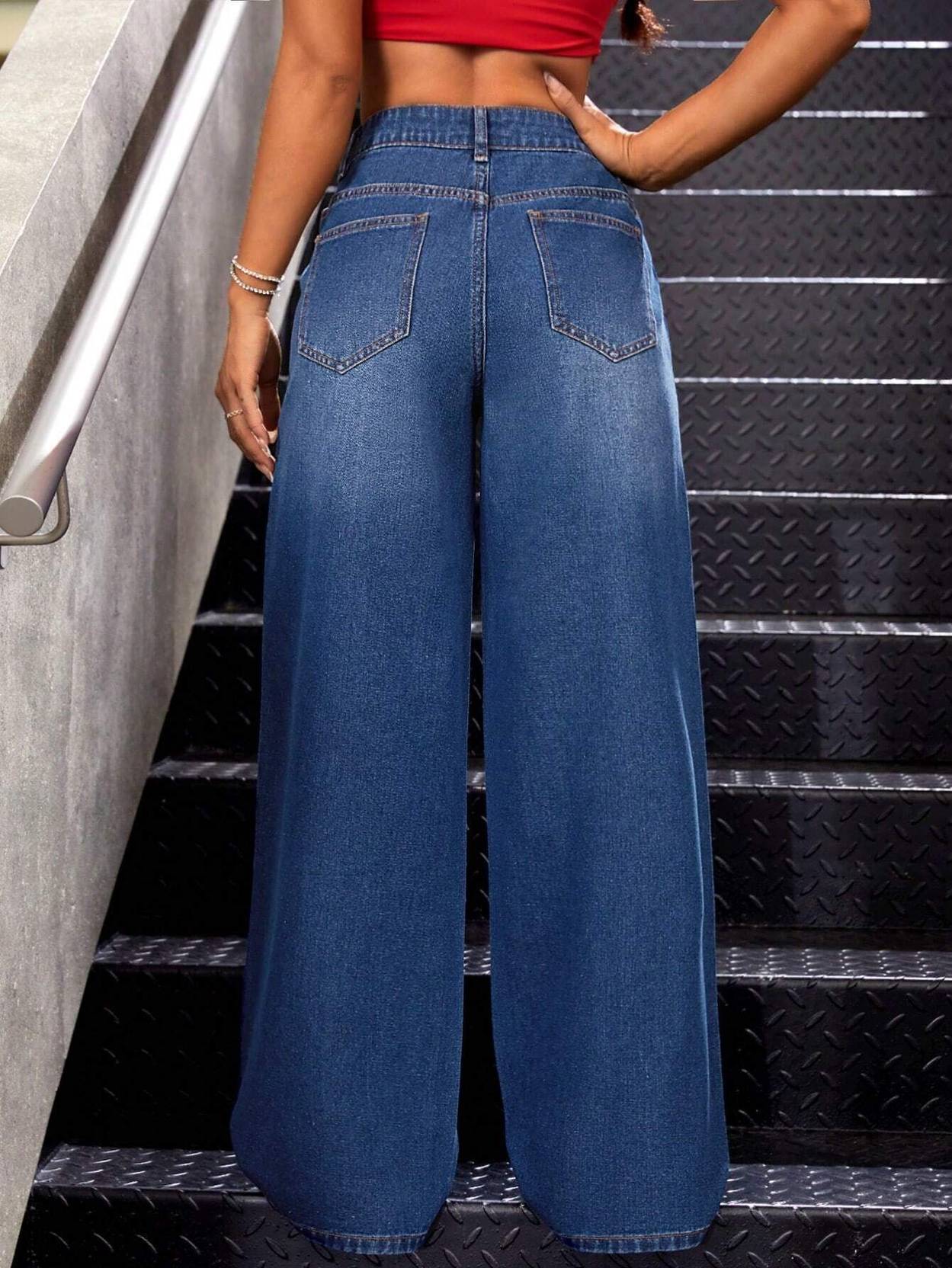 KOTTY  Women Straight Fit Mid Rise Dark Blue Jeans - Image 4