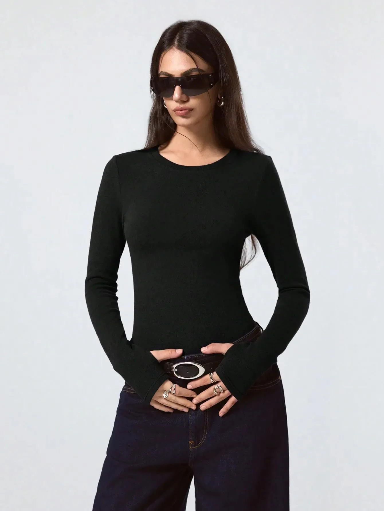 KOTTY Women's Black Long Sleeve Fitted Top - Image 3