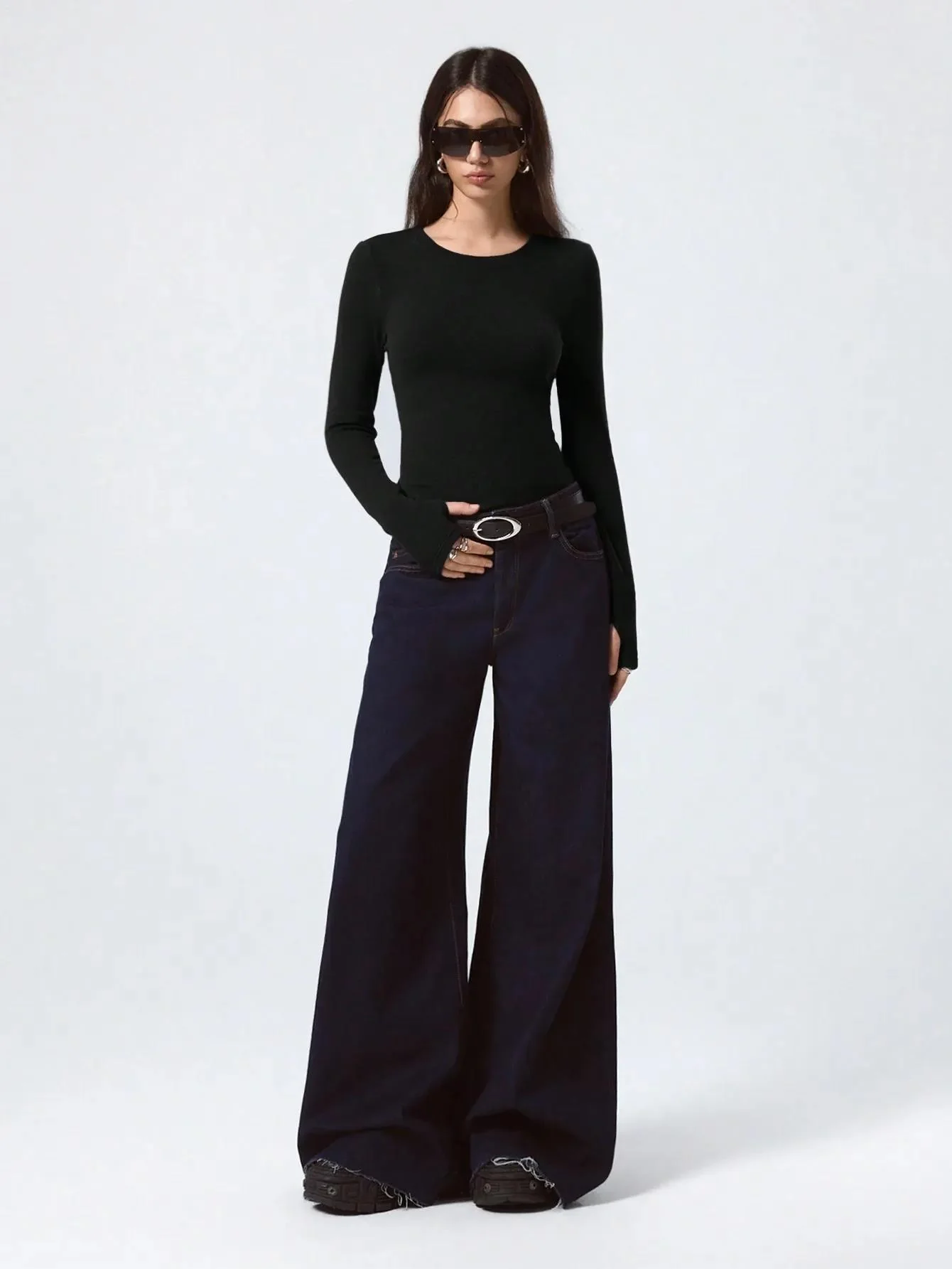KOTTY Women's Black Long Sleeve Fitted Top - Image 4