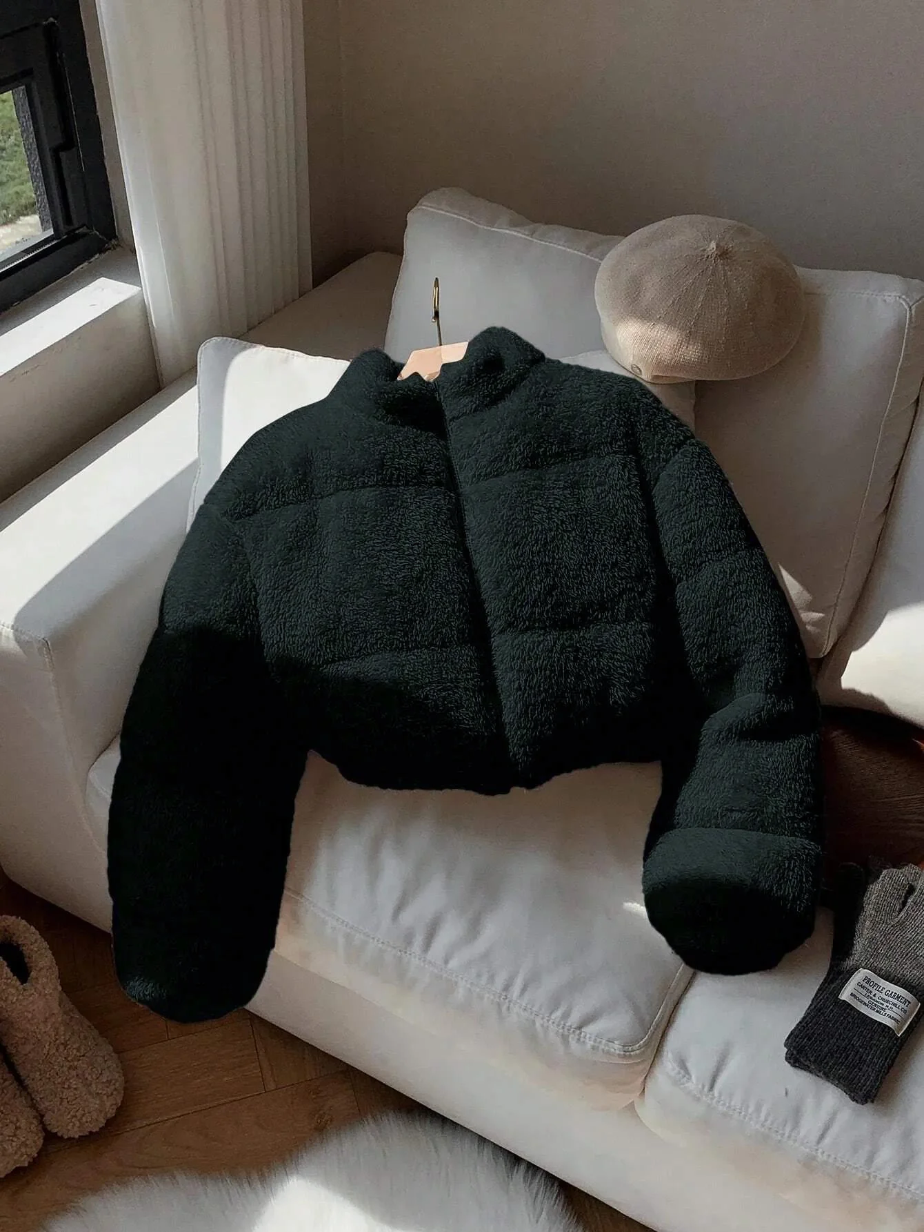 KOTTY Women's Black Teddy Fleece Jacket - Image 4