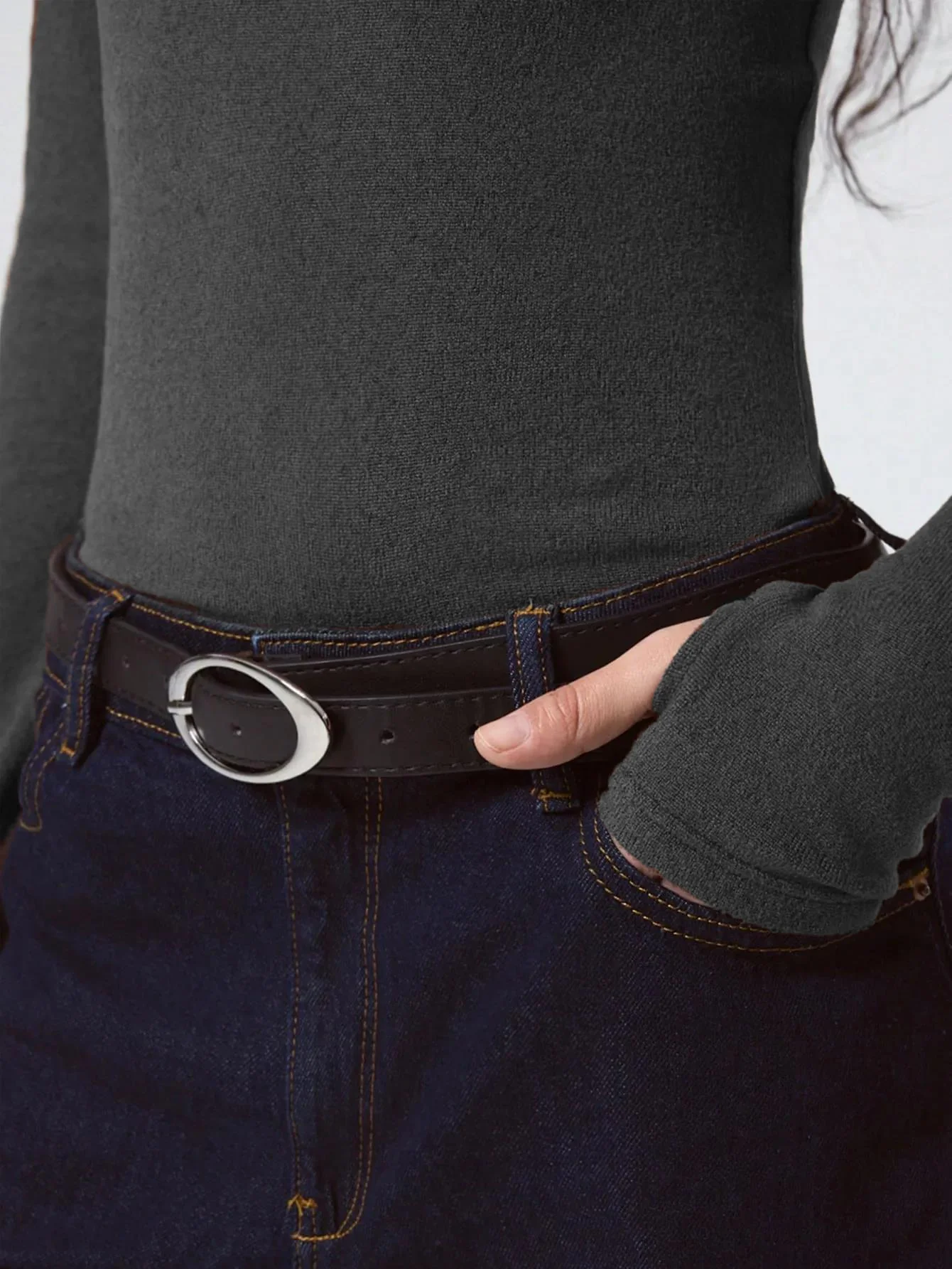 KOTTY Women's Charcoal grey Long Sleeve Fitted Top - Image 6