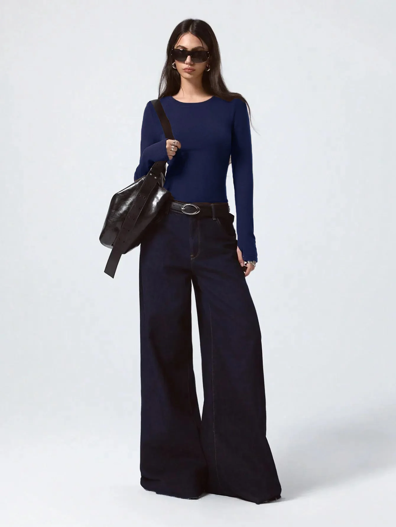 KOTTY Women's Navy Blue Long Sleeve Fitted Top - Image 5