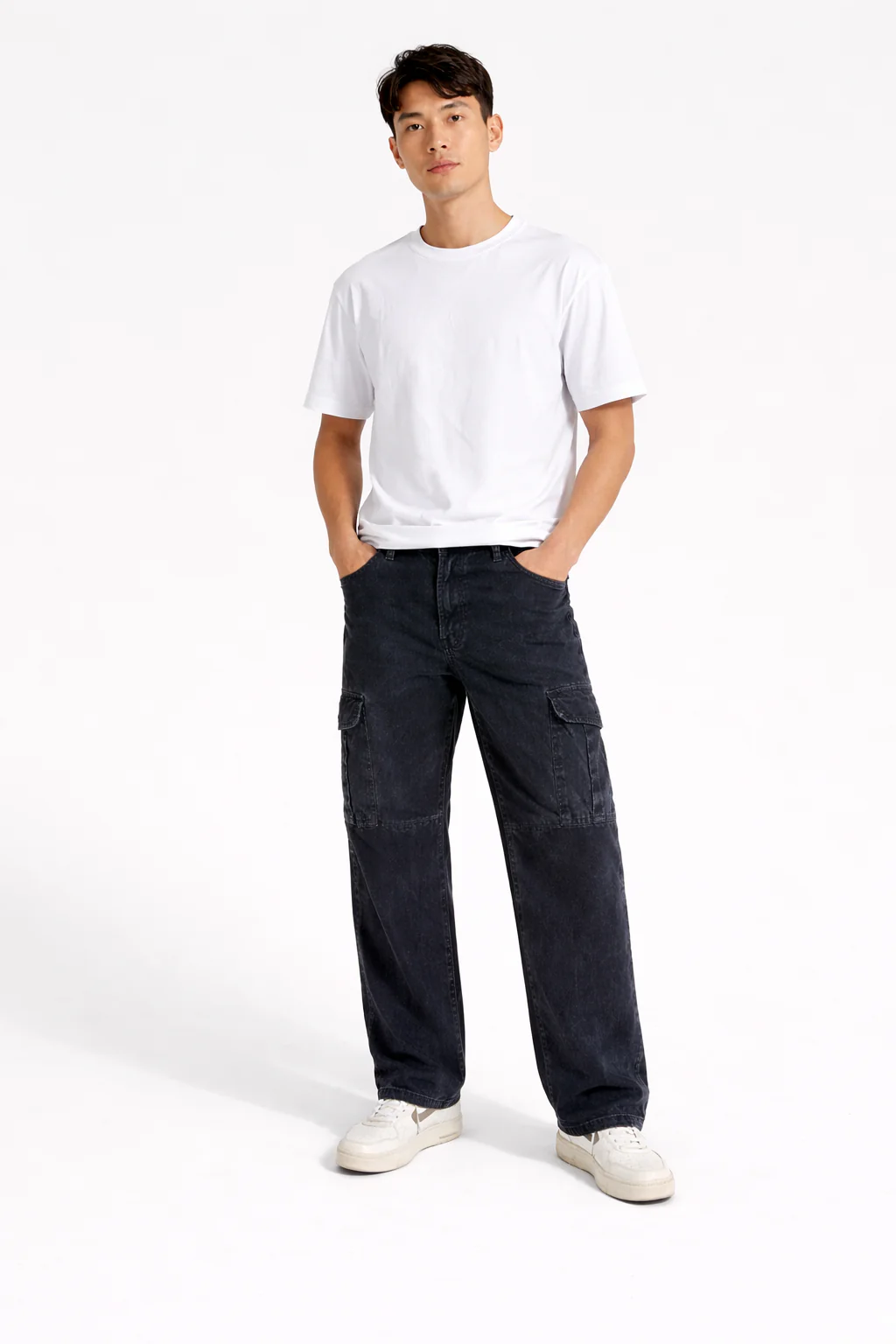 Men’s Dark Wash Cargo Jeans - Image 3