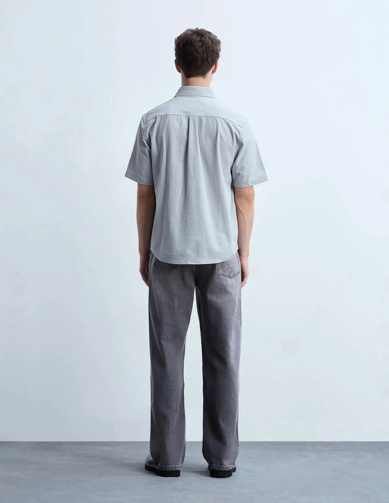 Men’s Grey Washed Straight Leg Jeans - Image 4