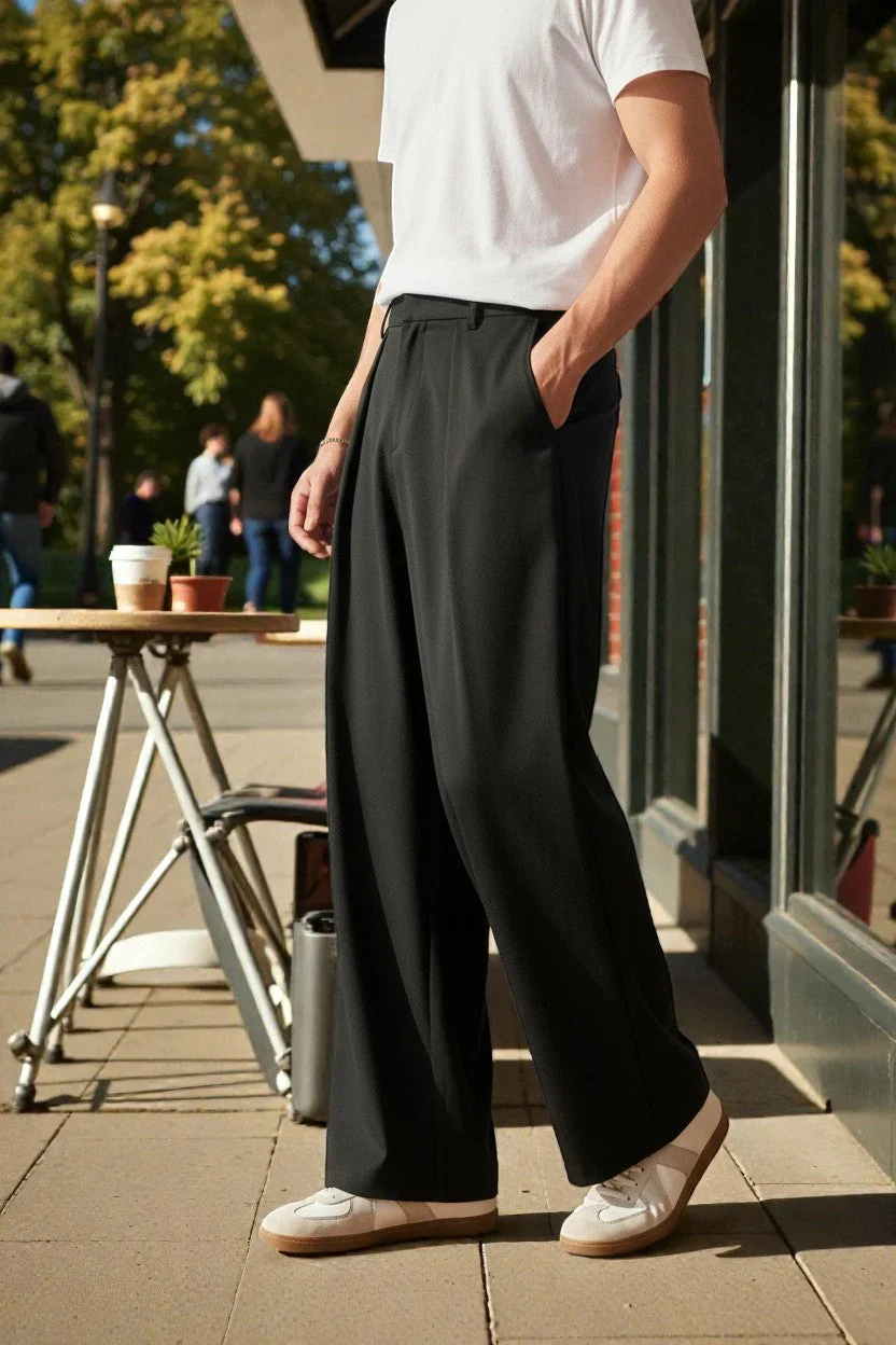 Men Mid-Rise Straight Fit Korean Trousers - Image 11