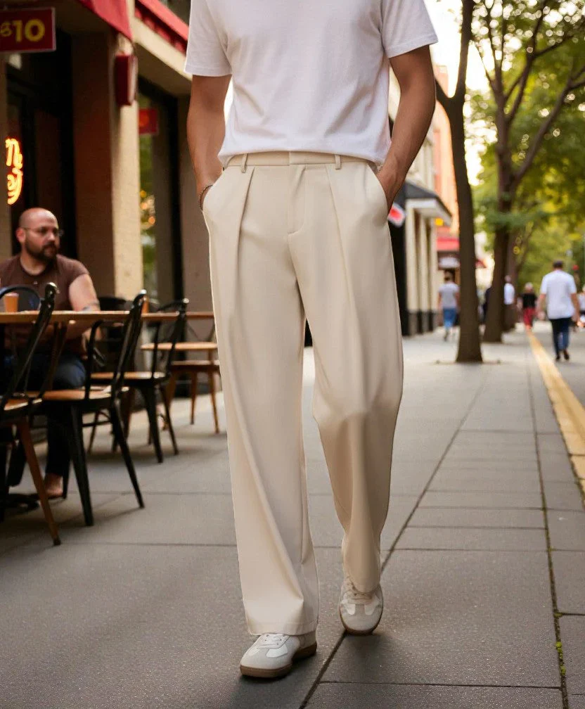 Men Mid-Rise Straight Fit Korean Trousers - Image 12