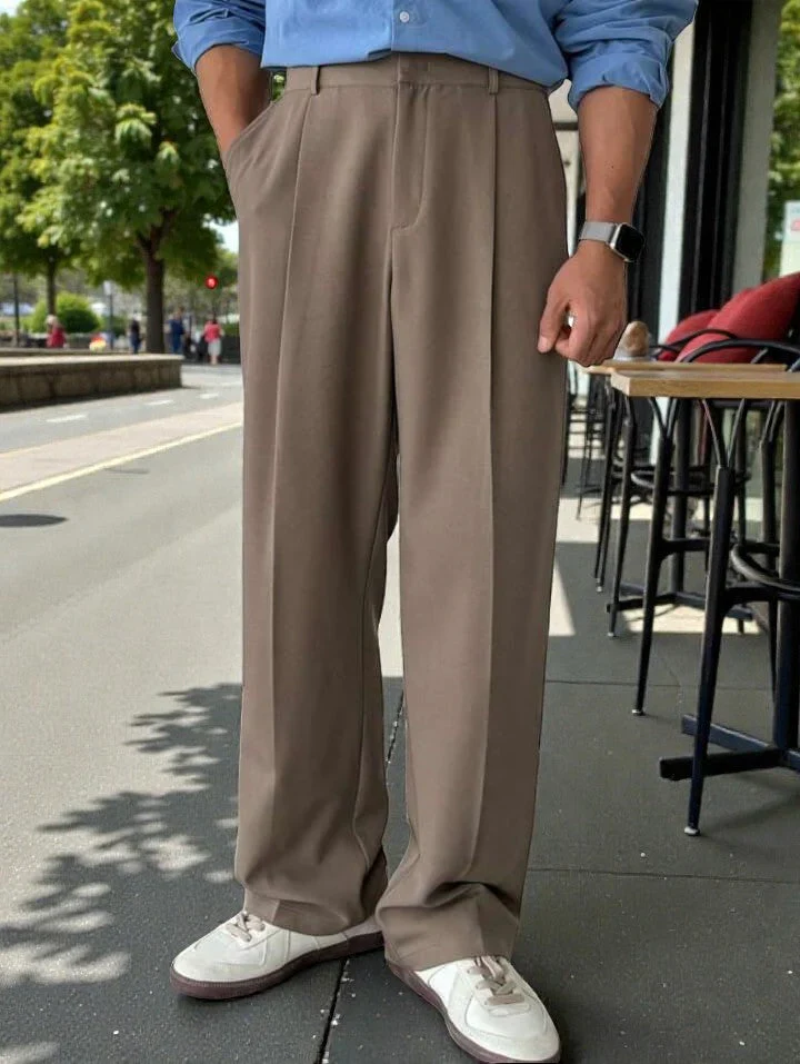Men Mid-Rise Straight Fit Korean Trousers - Image 20