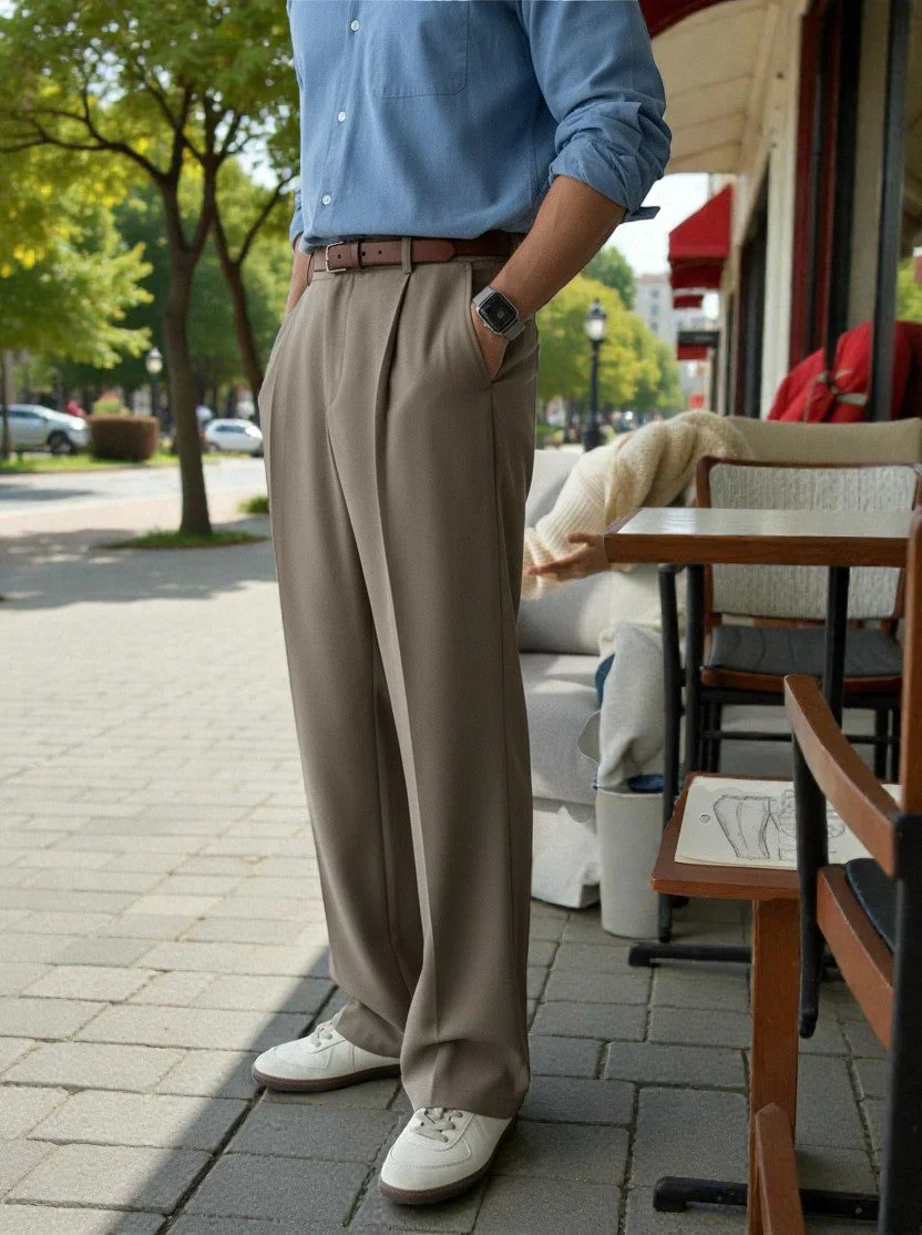 Men Mid-Rise Straight Fit Korean Trousers - Image 22