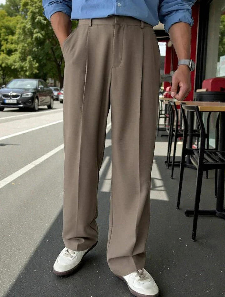 Men Mid-Rise Straight Fit Korean Trousers - Image 23