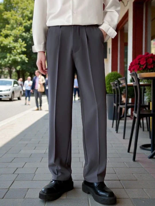 Men Mid-Rise Straight Fit Korean Trousers - Image 24