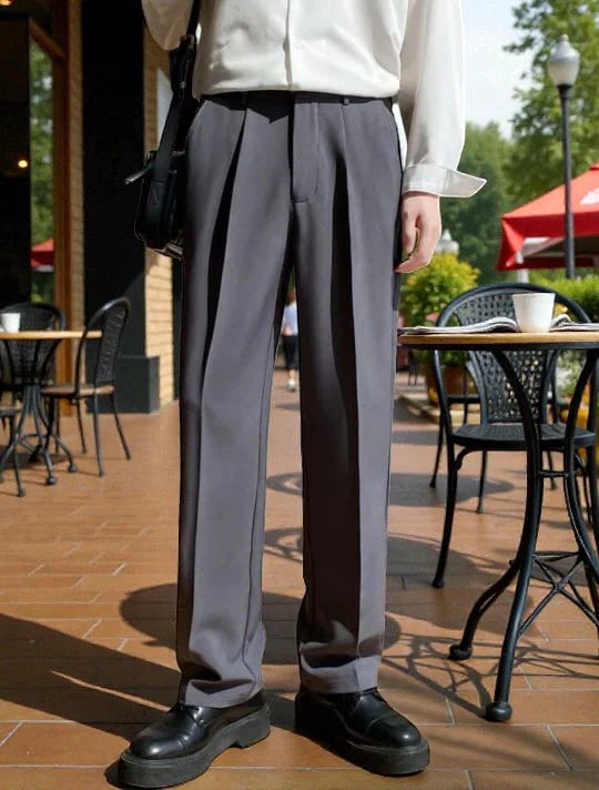 Men Mid-Rise Straight Fit Korean Trousers - Image 25