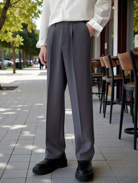 Men Mid-Rise Straight Fit Korean Trousers - Image 26