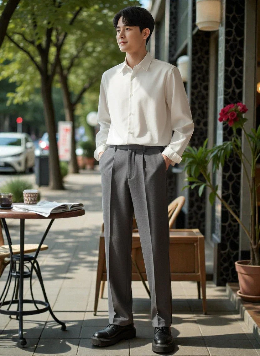 Men Mid-Rise Straight Fit Korean Trousers - Image 27