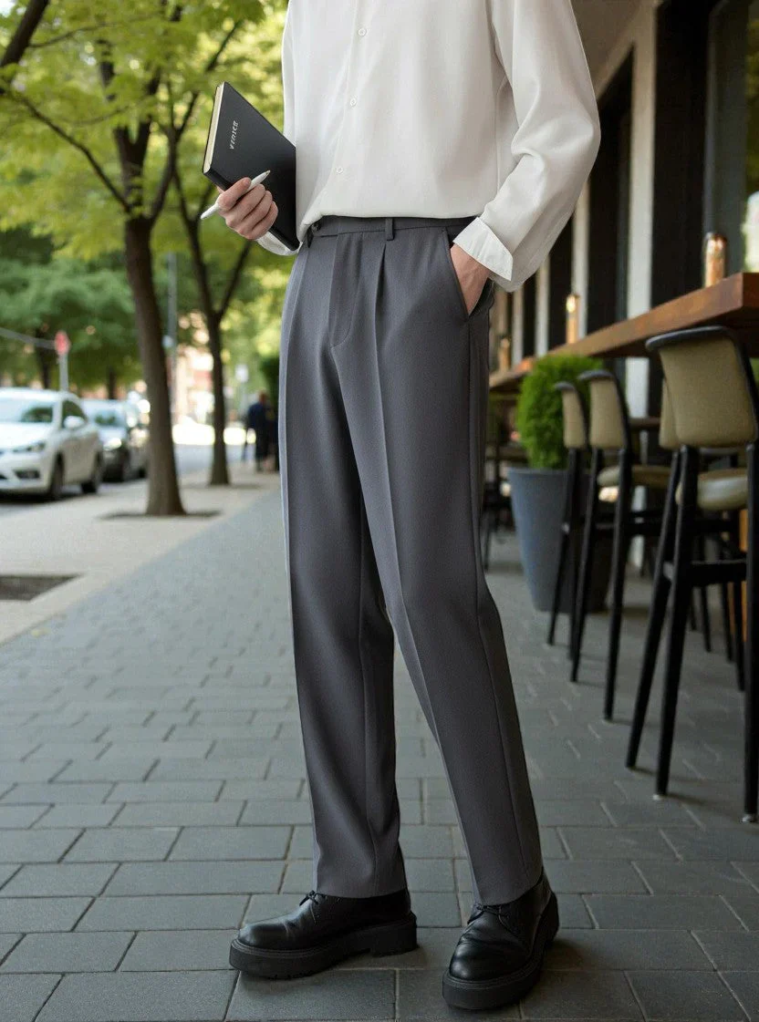 Men Mid-Rise Straight Fit Korean Trousers - Image 28