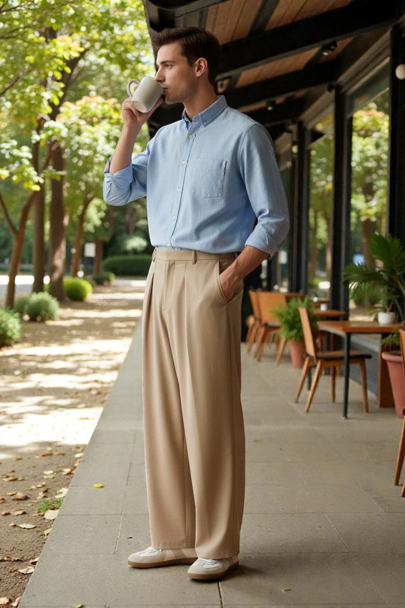 Men Mid-Rise Straight Fit Korean Trousers - Image 33