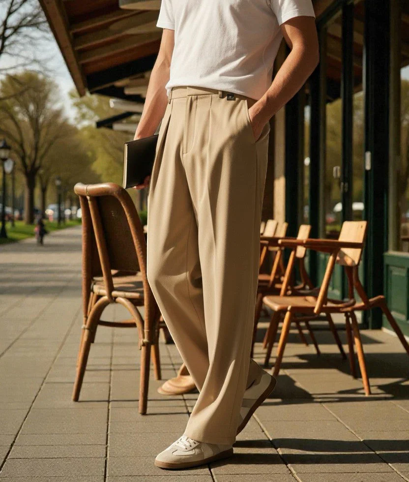 Men Mid-Rise Straight Fit Korean Trousers - Image 34