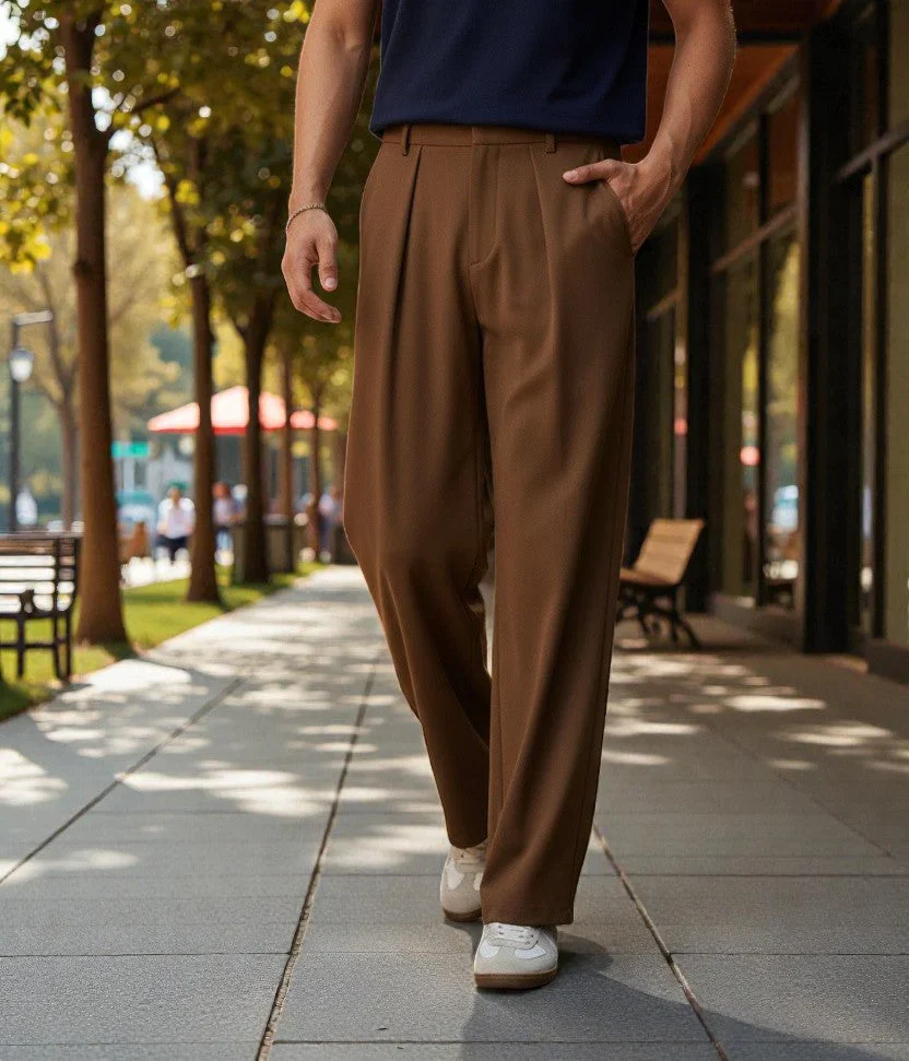 Men Mid-Rise Straight Fit Korean Trousers - Image 36