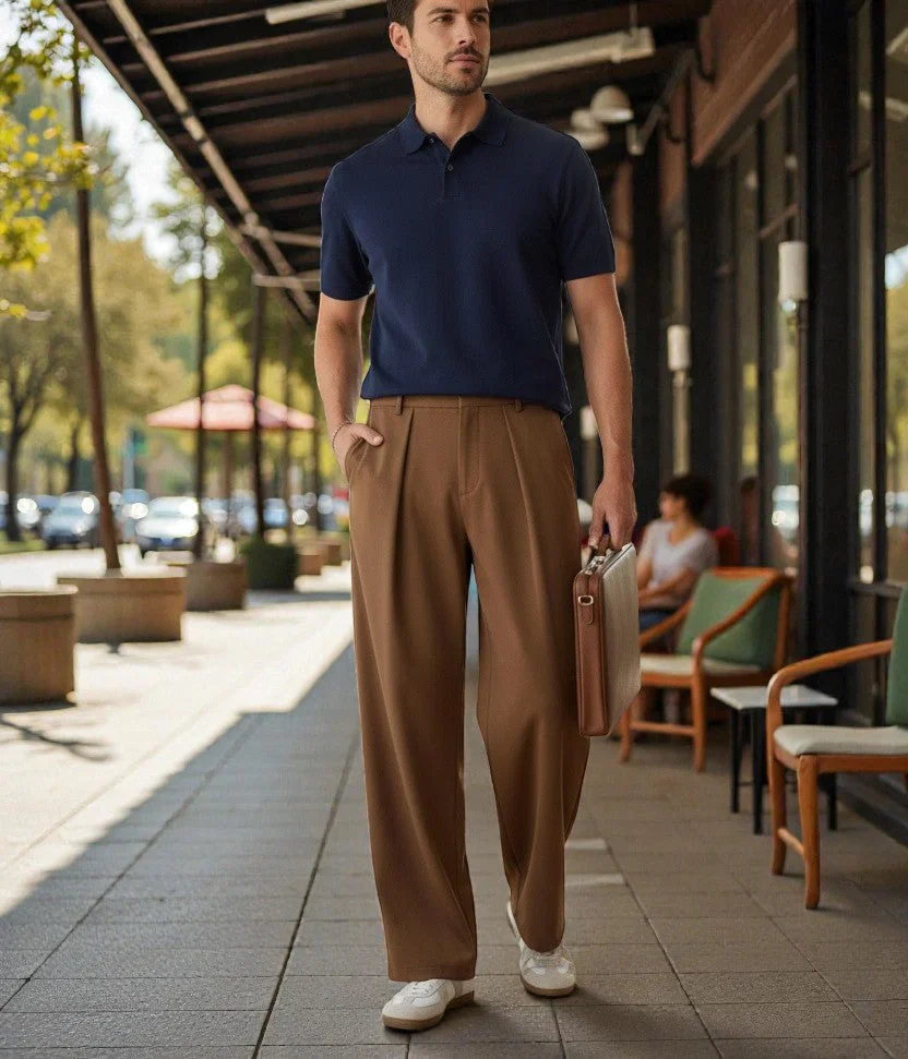 Men Mid-Rise Straight Fit Korean Trousers - Image 37