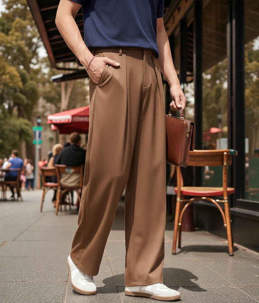 Men Mid-Rise Straight Fit Korean Trousers - Image 38