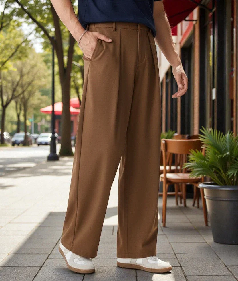 Men Mid-Rise Straight Fit Korean Trousers - Image 41