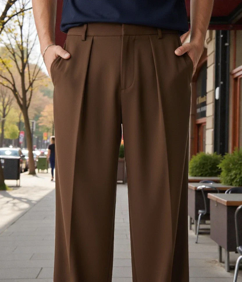 Men Mid-Rise Straight Fit Korean Trousers - Image 42
