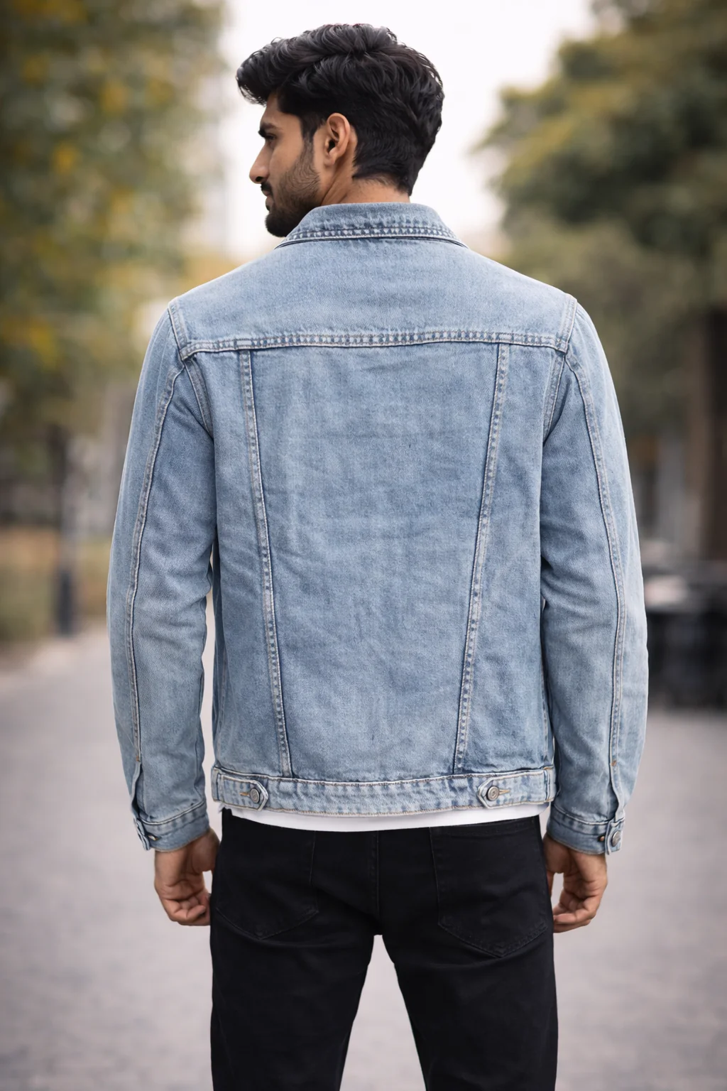 Men's Light Wash Classic Fit Denim Trucker Jacket - Image 3