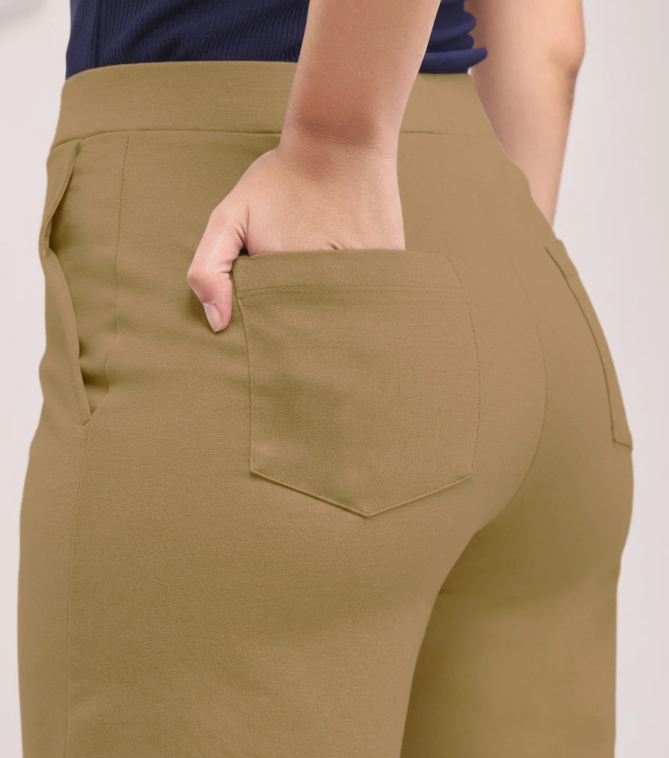 Olive High Waist Straight Leg Women‚Äôs Pants - Image 3