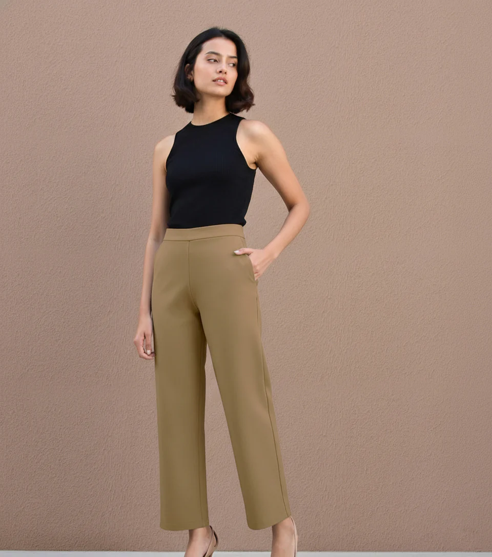 Olive High Waist Straight Leg Women‚Äôs Pants - Image 4