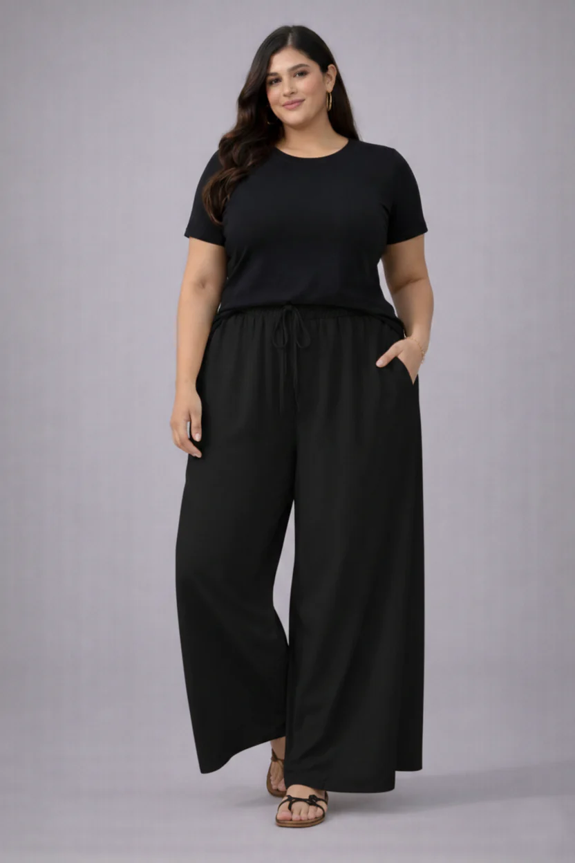 Plus Size Women’s Black Wide Leg Palazzo Pants
