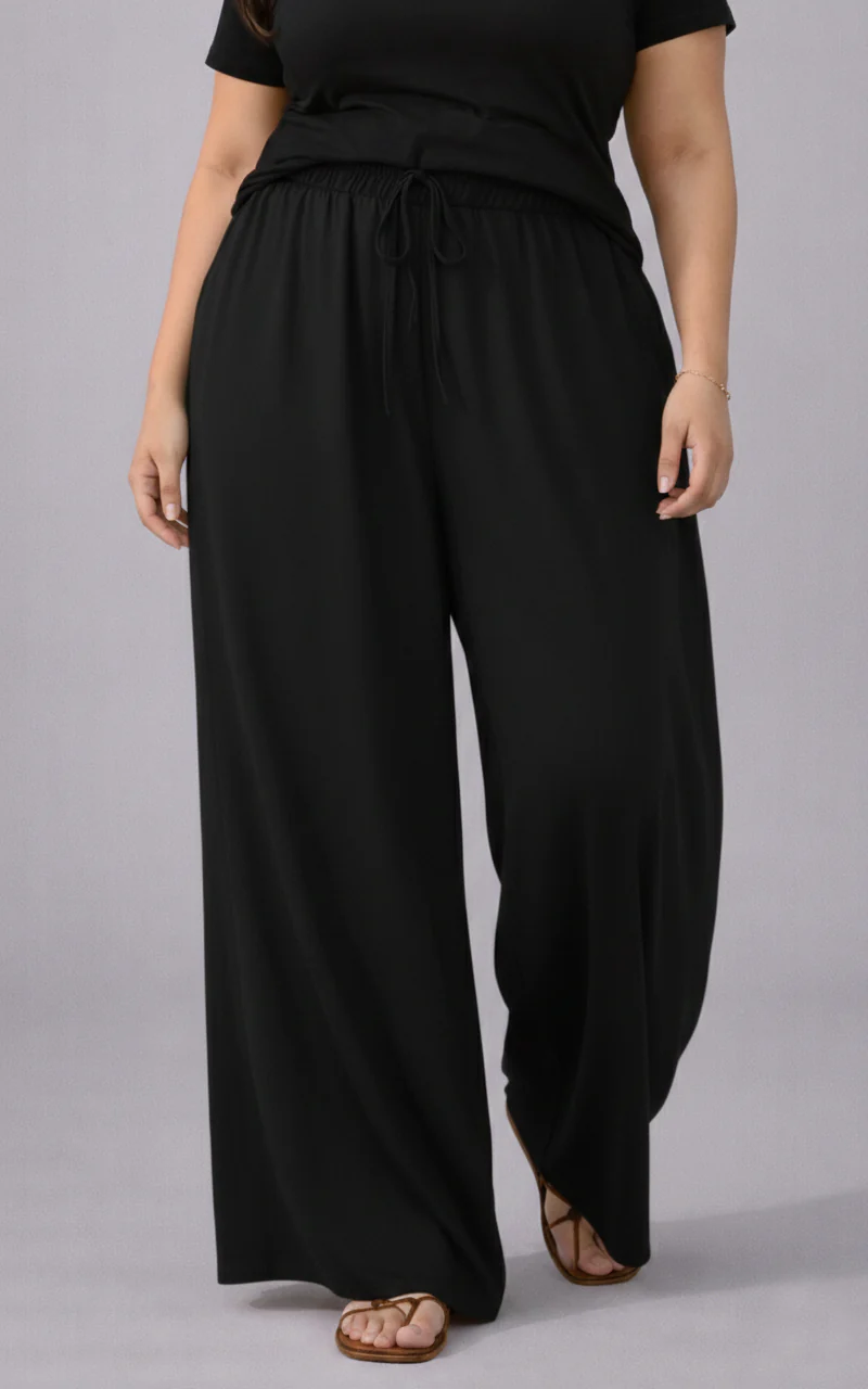 Plus Size Women’s Black Wide Leg Palazzo Pants - Image 2