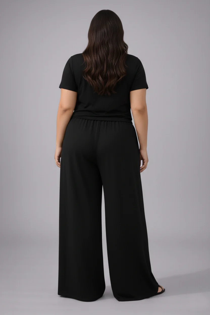 Plus Size Women’s Black Wide Leg Palazzo Pants - Image 3