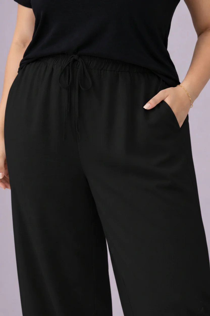 Plus Size Women’s Black Wide Leg Palazzo Pants - Image 5