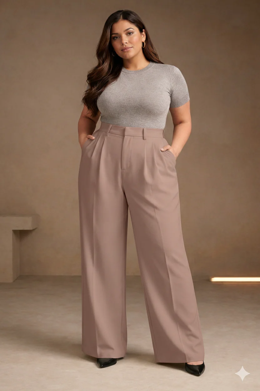 Plus Size Women’s Dirty Pink Wide Leg Palazzo Pants