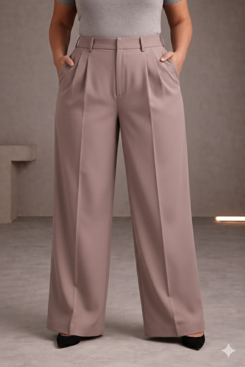 Plus Size Women’s Dirty Pink Wide Leg Palazzo Pants - Image 2