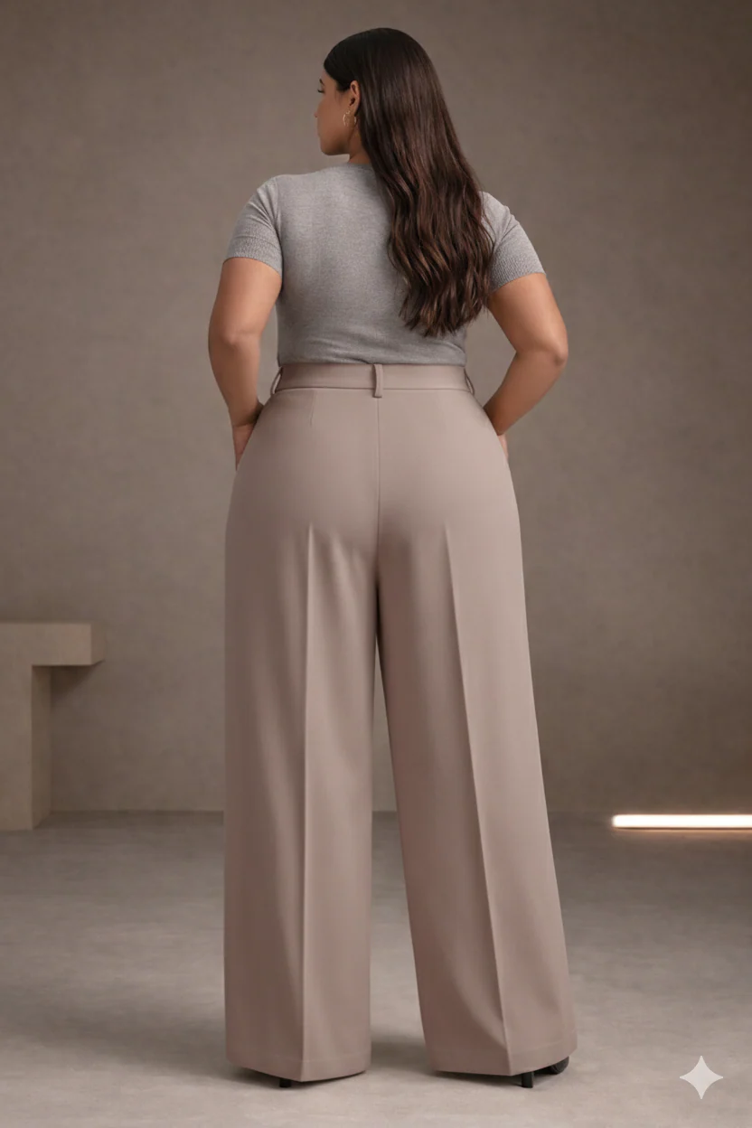 Plus Size Women’s Dirty Pink Wide Leg Palazzo Pants - Image 4