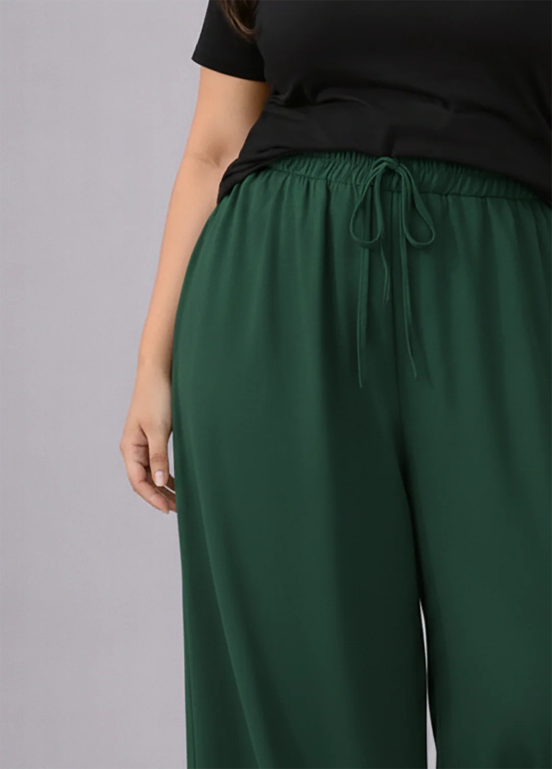Plus Size Women’s Forest Green Wide Leg Palazzo Pants - Image 3