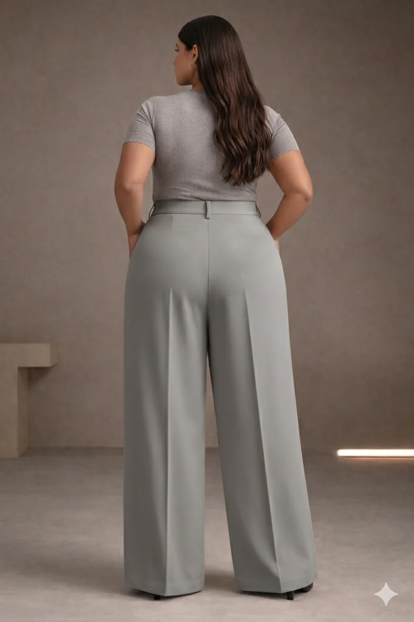 Plus Size Women’s Grey Wide Leg Palazzo Pants - Image 5