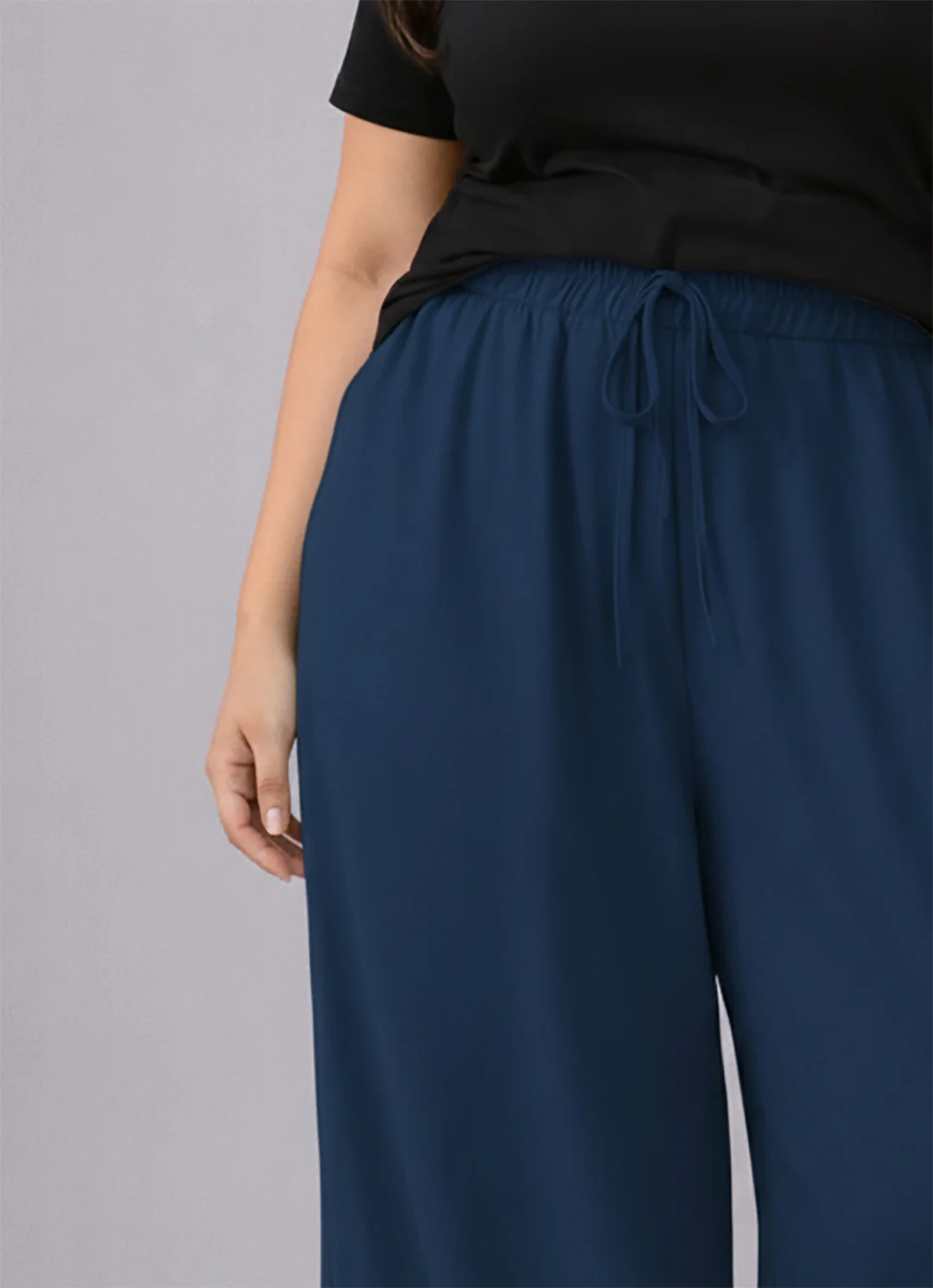 Plus Size Women’s Navy Blue Wide Leg Palazzo Pants - Image 5