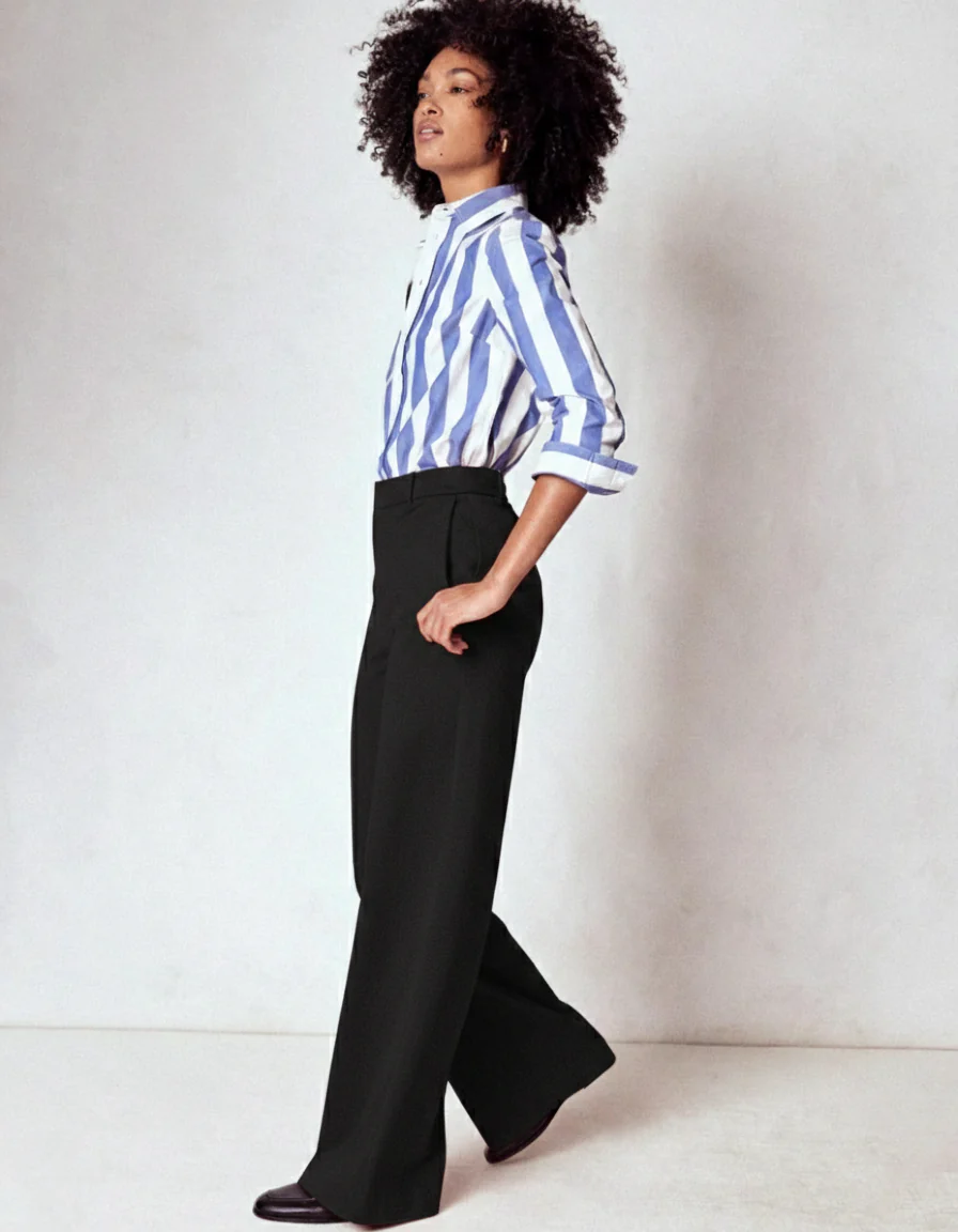 Women Black High Waist Wide Leg Pants - Image 4