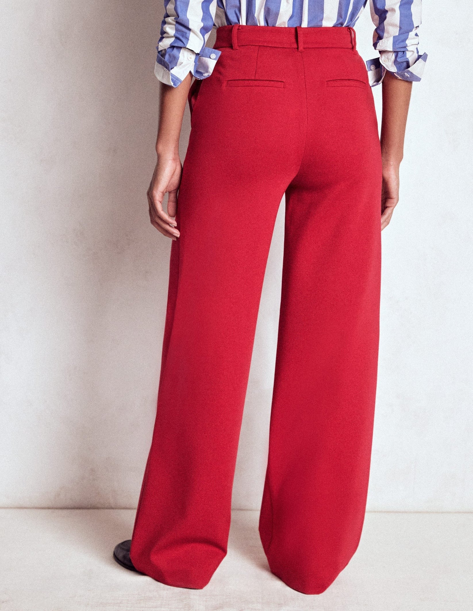 Women Red High Waist Wide Leg Pants - Image 6