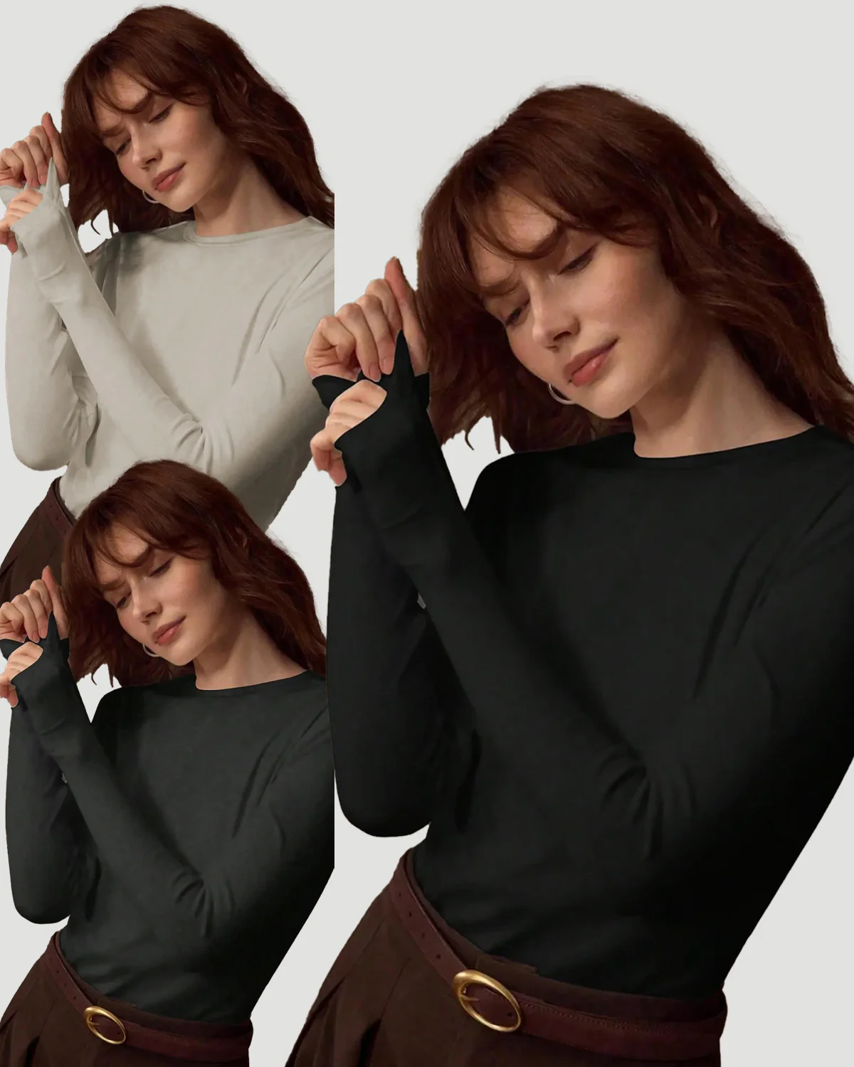 Women’s 3 Pack Long Sleeve Crew Neck Tops