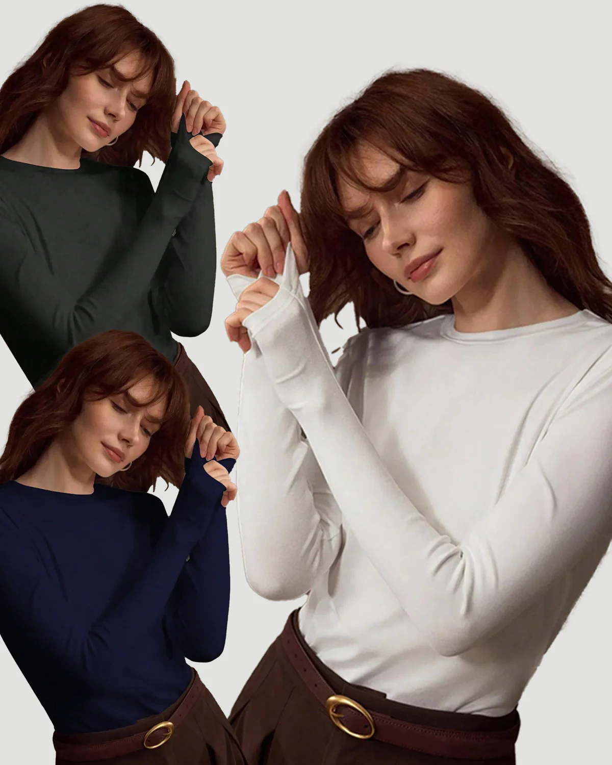 Women‚Äôs 3 Pack Long Sleeve Crewneck Tops